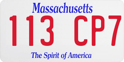 MA license plate 113CP7
