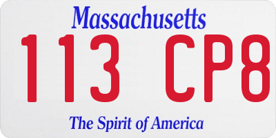MA license plate 113CP8