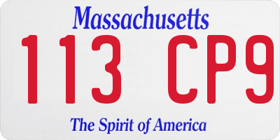 MA license plate 113CP9