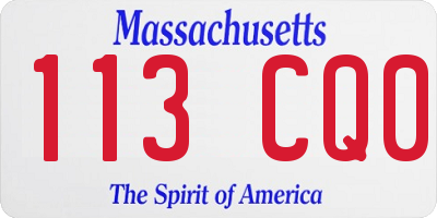 MA license plate 113CQ0