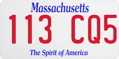MA license plate 113CQ5