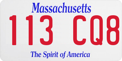 MA license plate 113CQ8