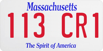 MA license plate 113CR1