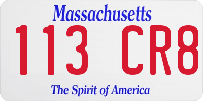MA license plate 113CR8