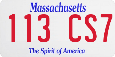 MA license plate 113CS7
