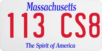 MA license plate 113CS8