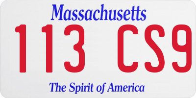 MA license plate 113CS9