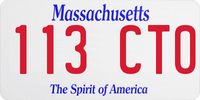 MA license plate 113CT0