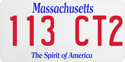 MA license plate 113CT2