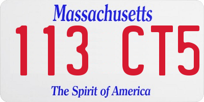 MA license plate 113CT5