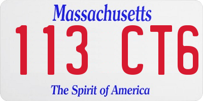 MA license plate 113CT6