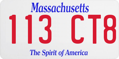 MA license plate 113CT8