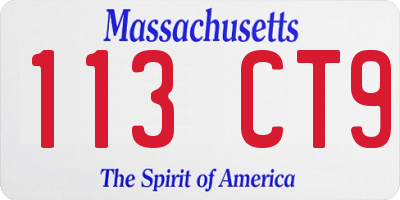 MA license plate 113CT9
