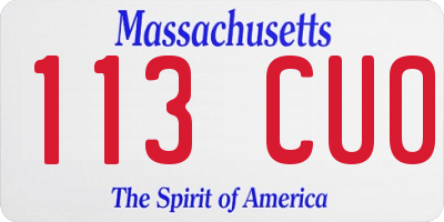 MA license plate 113CU0