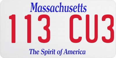 MA license plate 113CU3