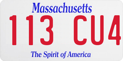 MA license plate 113CU4
