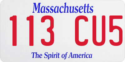 MA license plate 113CU5