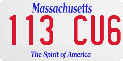 MA license plate 113CU6
