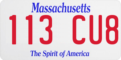 MA license plate 113CU8