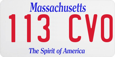 MA license plate 113CV0