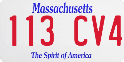 MA license plate 113CV4