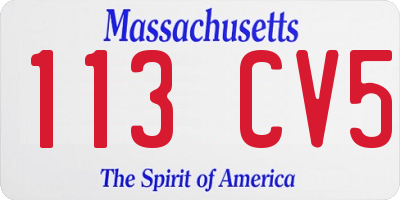 MA license plate 113CV5
