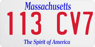 MA license plate 113CV7