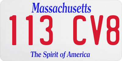 MA license plate 113CV8