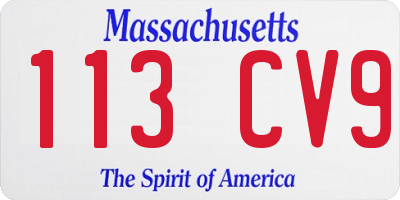 MA license plate 113CV9