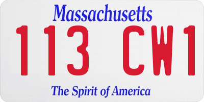 MA license plate 113CW1