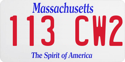 MA license plate 113CW2