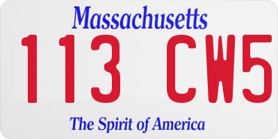 MA license plate 113CW5