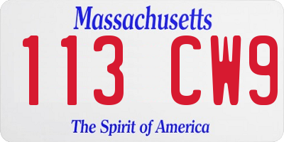 MA license plate 113CW9