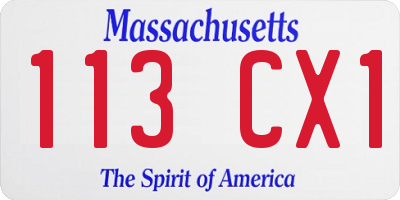 MA license plate 113CX1