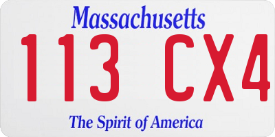 MA license plate 113CX4