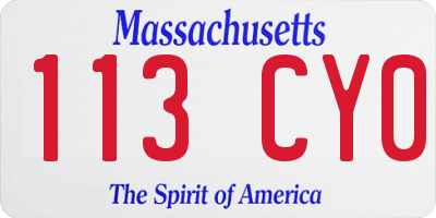 MA license plate 113CY0