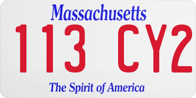 MA license plate 113CY2