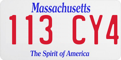 MA license plate 113CY4