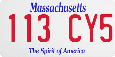 MA license plate 113CY5