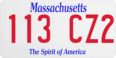 MA license plate 113CZ2