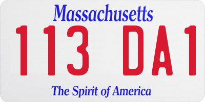 MA license plate 113DA1