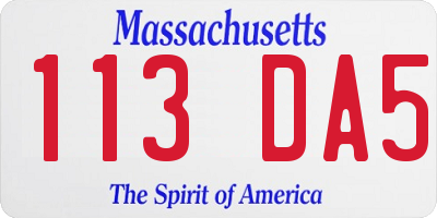 MA license plate 113DA5