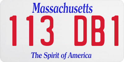 MA license plate 113DB1