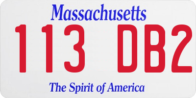 MA license plate 113DB2