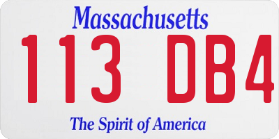 MA license plate 113DB4