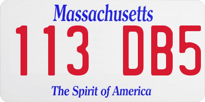MA license plate 113DB5