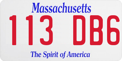 MA license plate 113DB6
