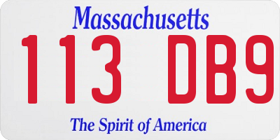 MA license plate 113DB9