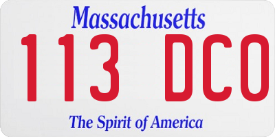 MA license plate 113DC0