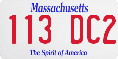 MA license plate 113DC2
